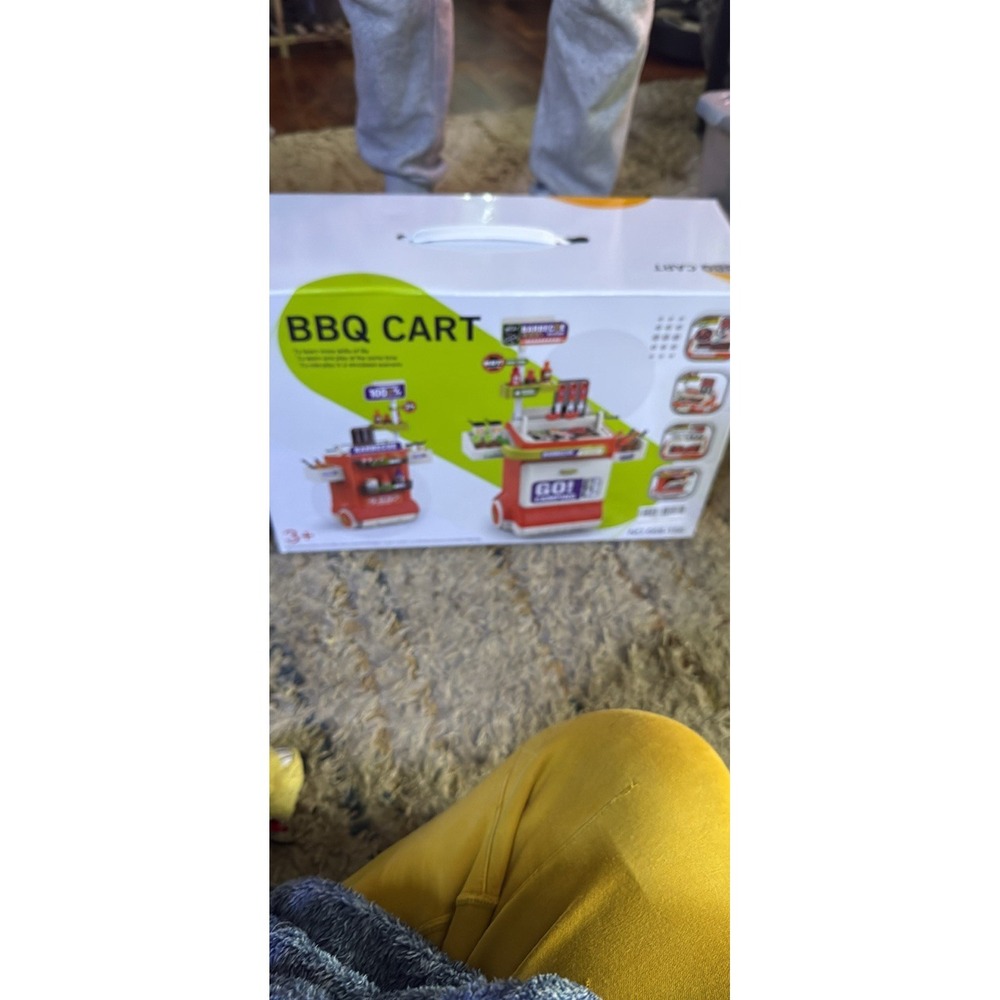 Kids BBQ Cart Play Set 61pcs Toy Grill Cooking Pretend Play Kitchen